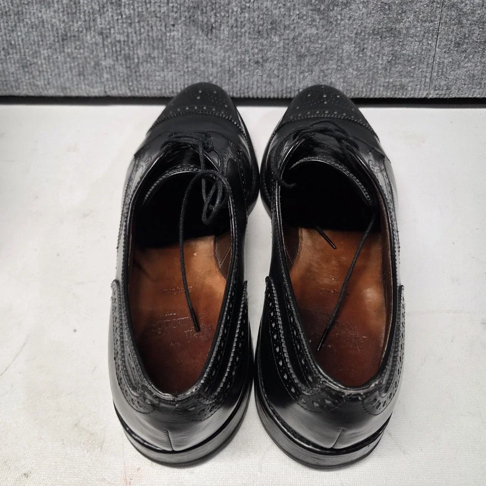Allen Edmonds Black Leather Sanford Cap Toe Brogue Derby Men's 10.5 D USA